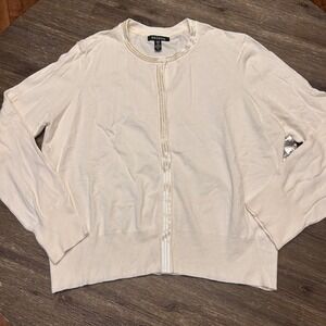 George Sequin Cardigan Womens XL 16-18 Cream Vanilla Dream NWT Sequin Trim Knit